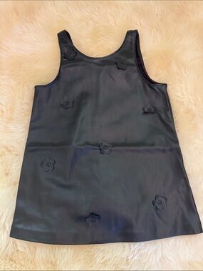 Zara Black Faux-Leather Tank with Floral Appliqués
